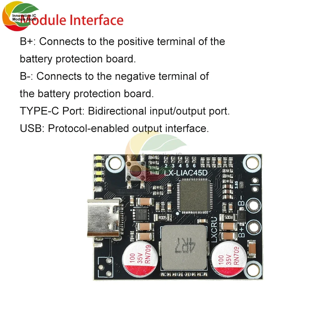 Modulo Power Bank 2-6S PD 45W a Ricarica Rapida, Scheda Madre DIY per Power Bank, Supporta Batterie agli Ioni di Litio e al Litio Ferro Fosfato - Image 6