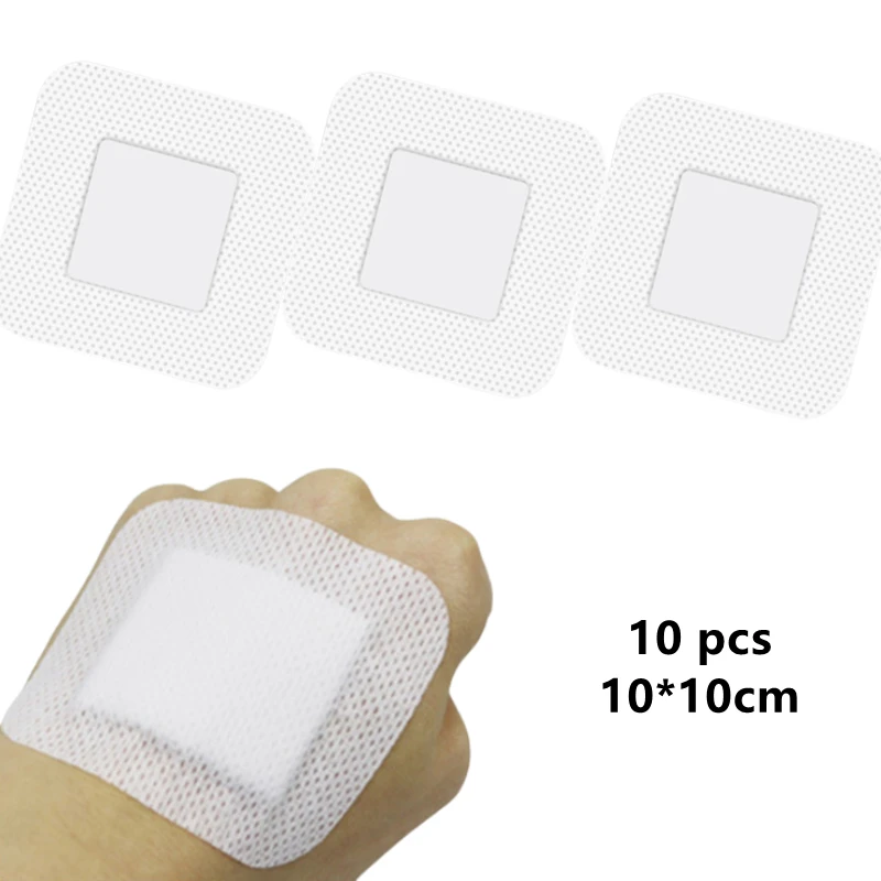 10 Pcs 10*10cm Large Breathable Self-adhesive Wound Bandages Children First Aid Bandaids Baby Essential Care Sterile Dressing