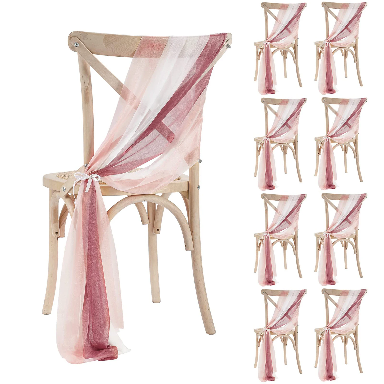 

10/50PCS Like Chiffon Chair Sashes Wedding Chair Decoration 17x250cm Wedding Aisle Decorations Party Banquet Event Baby Shower