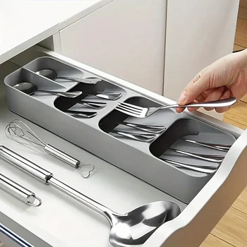 Scatola portaoggetti multifunzionale per coltello, forchetta, scatola portaoggetti, posate, cucchiaio, forchetta, divisorio, organizzatore, cassetto della cucina, scatola portaoggetti 1
