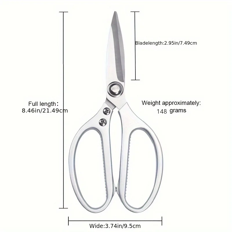 1pc Multi-Purpose Stainless Steel Kitchen Shears - Heavy-Duty Poultry Scissors with Comfortable Aluminum Alloy Grip for Food Pre 3