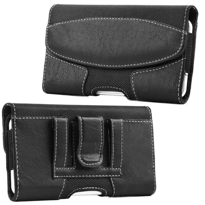 Leather Phone Holster with Belt Clip and Magnetic Closure