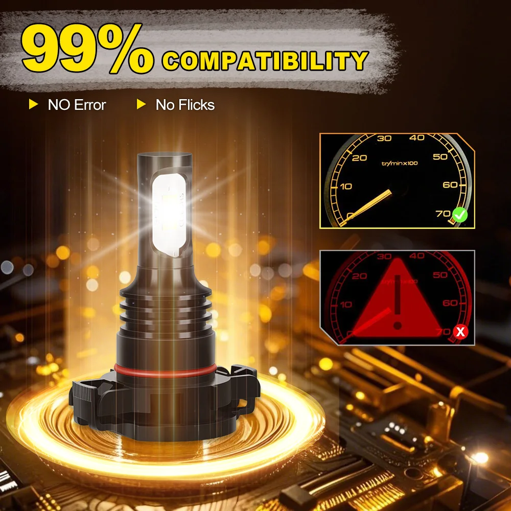2개입 자동차 램프 캔버스 25000LM 6000K 화이트 5202 LED 전면 안개등 전구 닷지 그랜드 캐러밴 2010 2011 2012 2013 2014 2015용