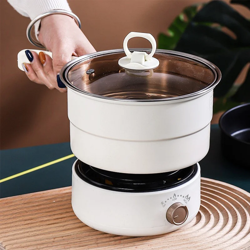 110v Portable Travel Folding Electric Cooker Multifunctional Stew Soup Pot Split Electric Hot Pot Stainless Steel Material