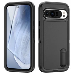 Enhanced Dual Layer Armor Case with Kickstand - Luxury Contrast Color Design - Pixel 9 Pro XL (FullBlack)
