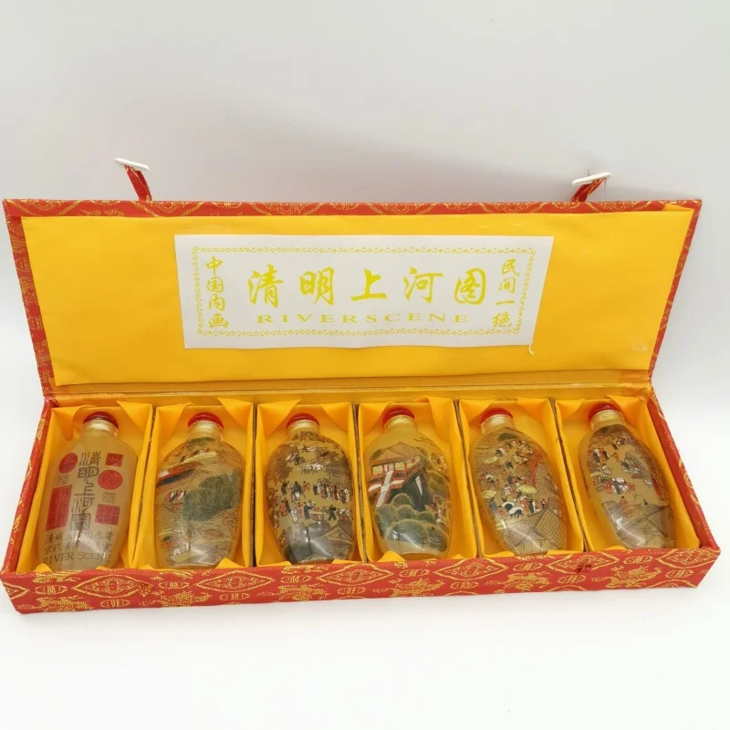 antique-snuff-bottle-glass-handmade-interior-painting-painted-six-piece-set-painted-qingming-river-map-antique-collection