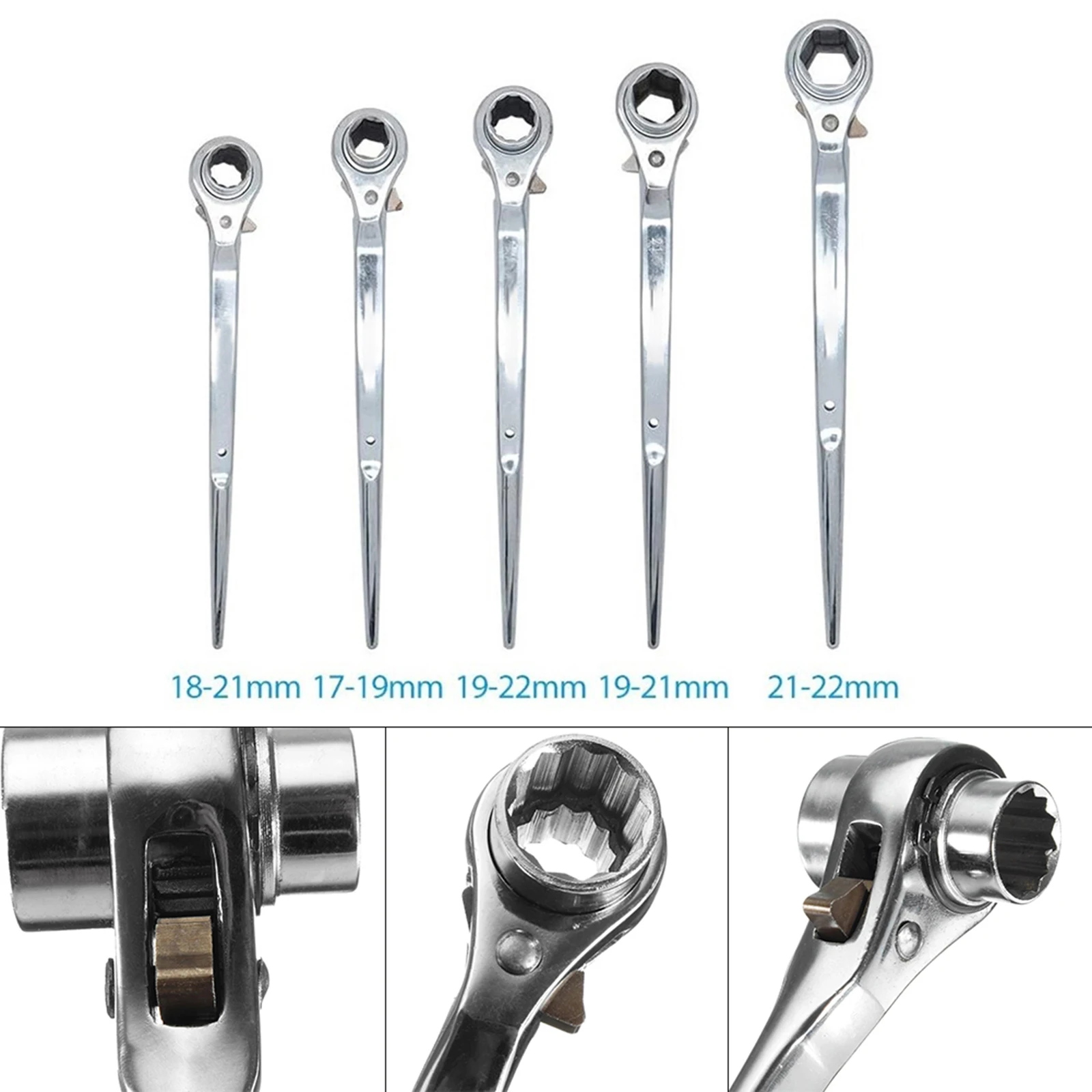 

1PC 17-22mm Ratchet Wrench Universal Head End Socket Wrench Podger Spanner Double-headed Ratchet Socket Wrench Hand Tools