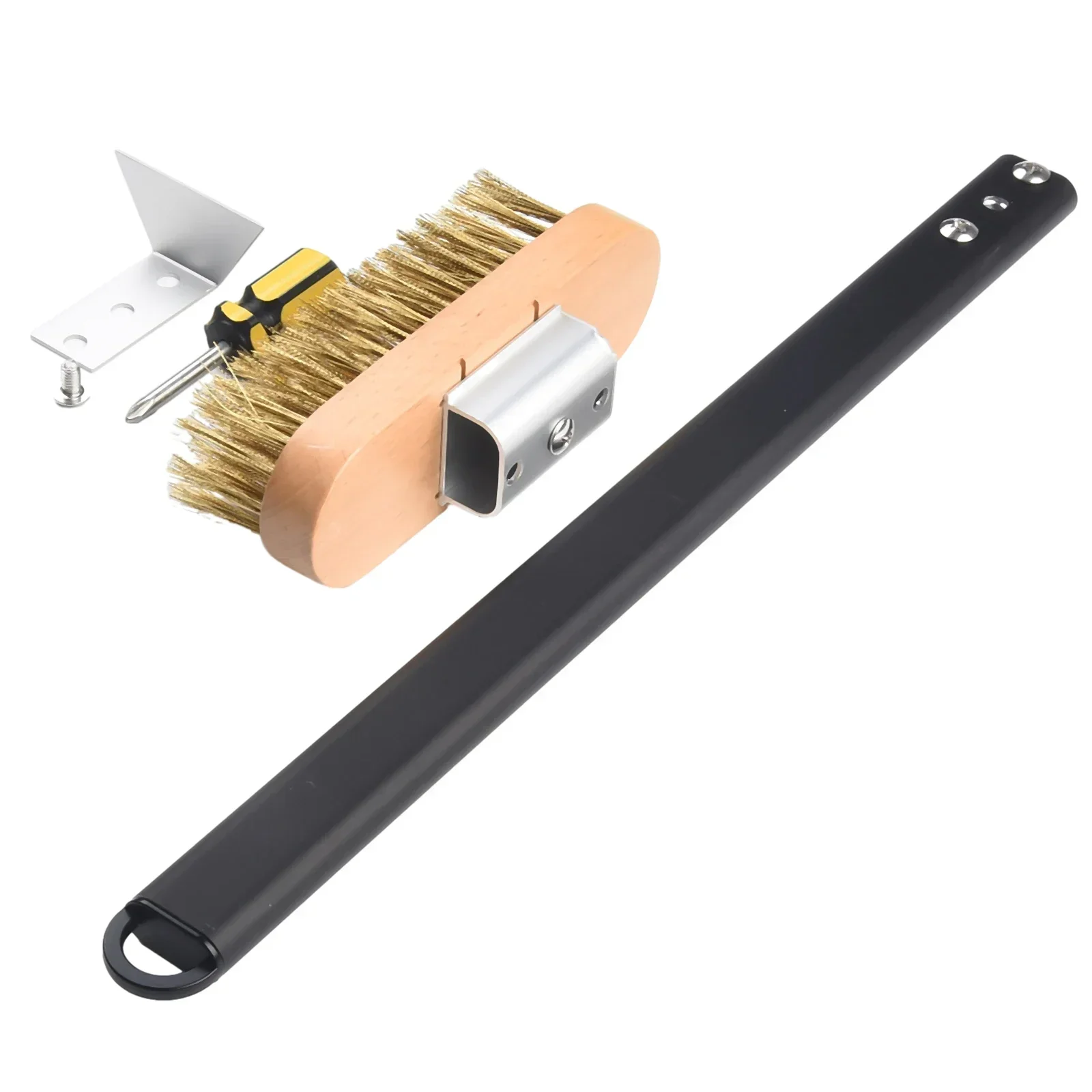 Adjustable Length Pizza Oven Brush with Scraper Brass Bristles for Efficient Cleaning Perfect Accessory for Ovens or Grills