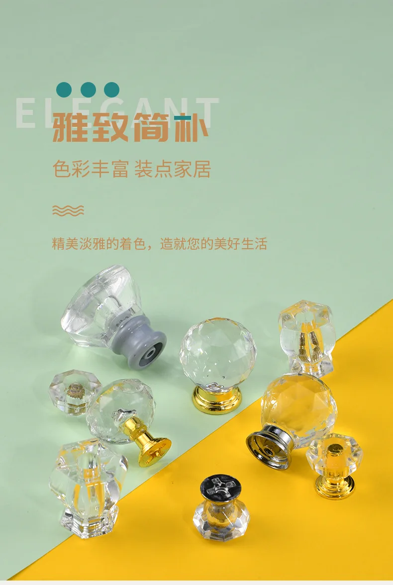 Description Picture 2 of itemFurniture European and American clothing cabinet door acrylic crystal diamond drawer single hole plastic handle