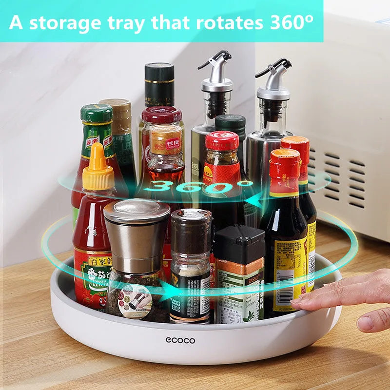 

Kitchen Seasoning Shelf Household Multifunctional 360 Degree Rotating Desktop Storage Plate For Makeup And Fruits Organizer