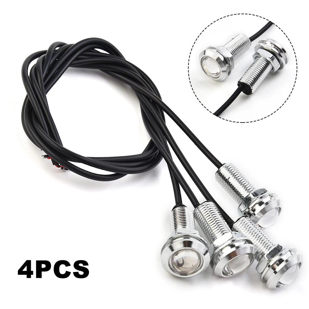 4Pcs Marine Boat LED Light Blue Stern Light Round LED Tail Lamp Silver Waterproof Underwater Runner Side Marker Lights