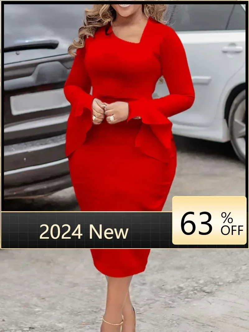 

Женское облегающее платье с длинным рукавом, осенне-зимнее платье