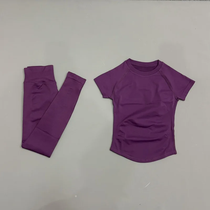 Women's Casual Two-Piece Set: Short Sleeve Top & High Waist Long Pants