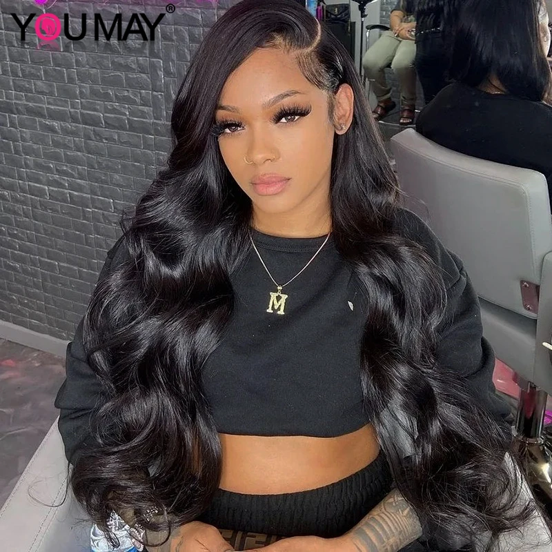 

Body Wave Full Lace Human Hair Wigs Natural Wavy Transparent HD Lace Front Wig Pre Plucked Hair For Black Women Youmay Virgin