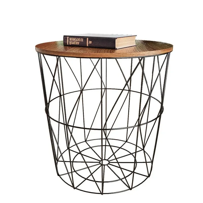 

Nordic Iron Coffee Tables Bedroom Creative Light Luxury Retro Small Table modern Simple Fashion Multifunctional Storage Basket