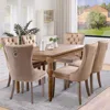 Dining Chair Set of 6 with Button Back Ring, Solid Wood Leg, Modern Upholstered High-end Tufted Side Chairs, Velvet Dining Chair 6