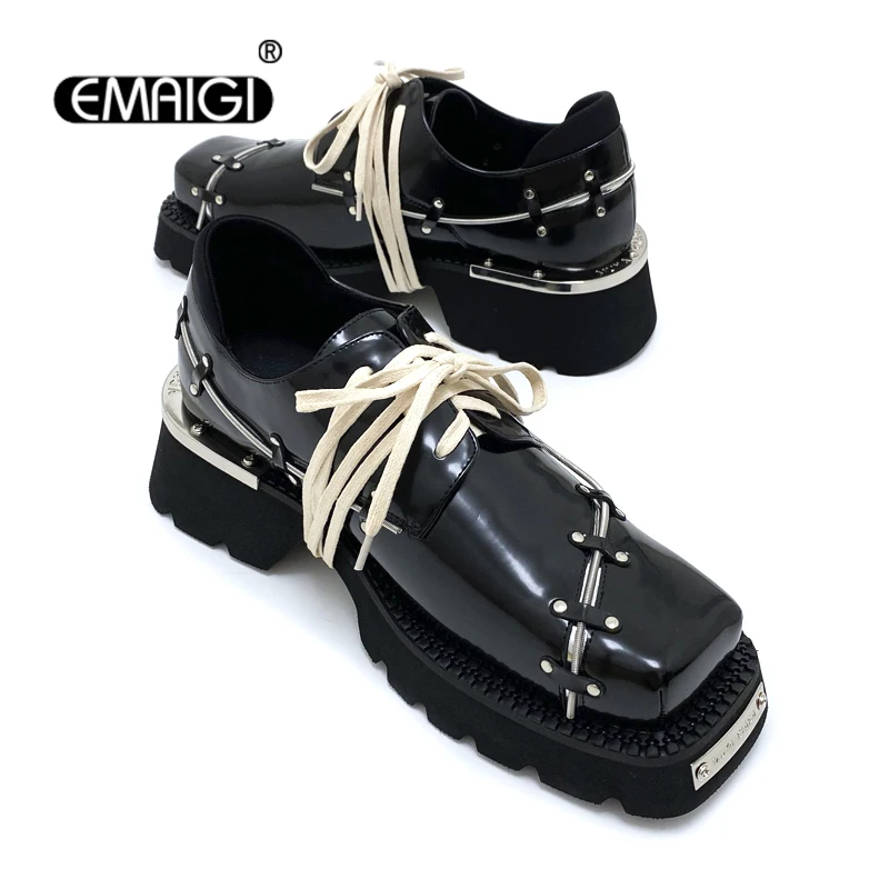 

Men Genuine Leather High Street Fashion Vintage Casual Thick Sole Shoelace Derby Shoes Male Real Cowhide Elevator Shoes