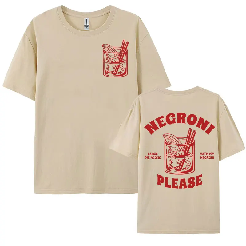 Negroni 빈티지 스트리트웨어 티셔츠, 재미있는 칵테일 음료, 귀여운 그래픽 상의, 유니섹스 패션, 캐주얼 티셔츠, 오버사..