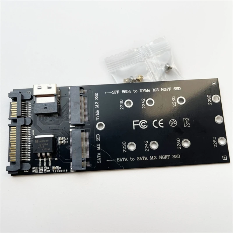 DN59 Add On Card NGFF M.2 Adapter M2 SATA3 Raiser M.2 to SATA Adapter NVMe SSD to SFF-8654 Expansion Card 30/42/60/80mm
