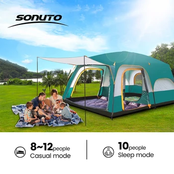 8–12 Person Instant Family Camping Tent – 2 Room Waterproof Windproof 4-Season Outdoor Tent with Mosquito Net 1