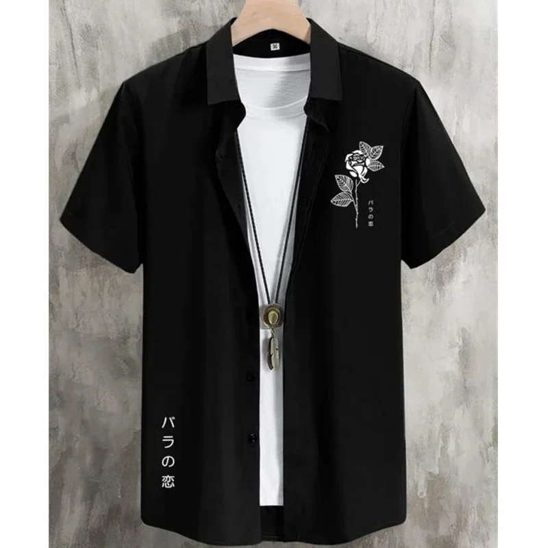 Hawaiian Men'S Shirt 3d Flower&Text Printing Beach Party Sweatshirt Loose Oversized Shirt And Blouse High-Quality Men'S Clothing 2