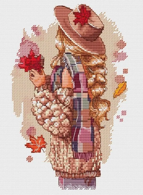 Autunno Leaf Girl Cross Stitch Kit Cross Stich Kit Homfun Craft Cross Stich Decorazioni Per La Casa Homefun