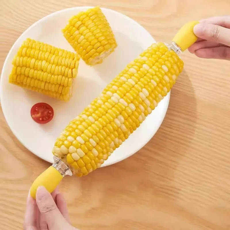 2Pc Stainless Steel Corn Cob Holders Handheld Anti Scalding Corn Needle for Home Cooking BBQ Parties Camping