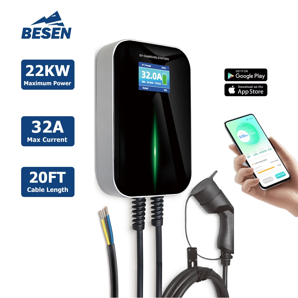앱 제어 220V-480V 전기 고속 충전 월박스 7KW/11KW/22KW EV 충전기..