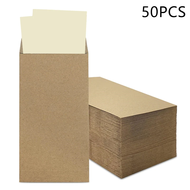 50Pcs Cash Envelopes Money Container Ultra-Thin DIY Coin Storage Envelopes Cash Storage Bags Kraft Paper Coin Pouches