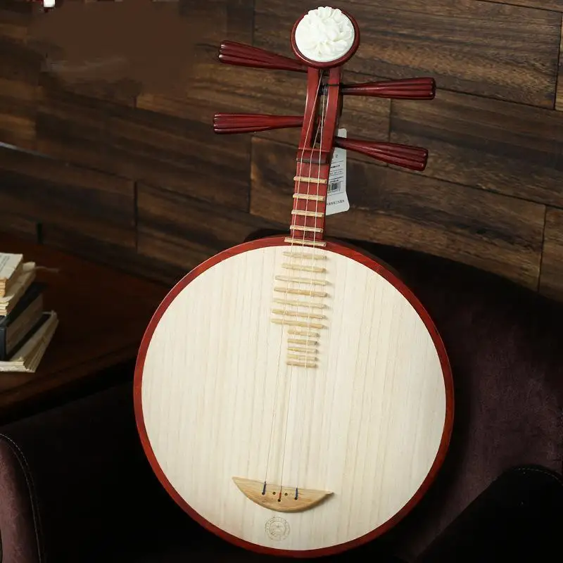 Chinese Traditional Nation Stringed Musical Instrument Yueqin Stage Performance Peking Opera Accompaniment Yueqin