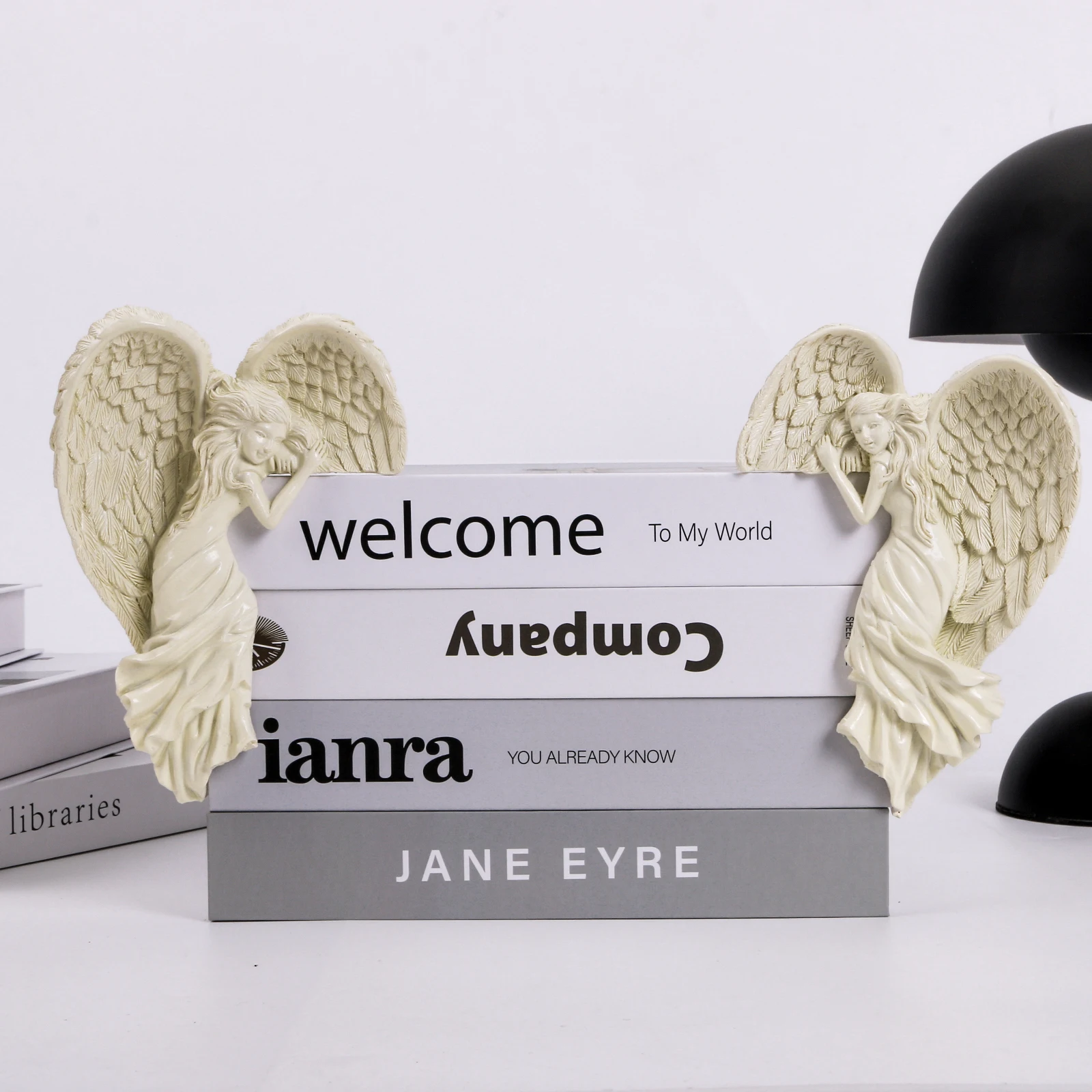 Resin Redemption Angel Statue Door Frame Ornament 3D Door Corner Angel Sculpture Handicrafts Home Decor for Garden Office Door