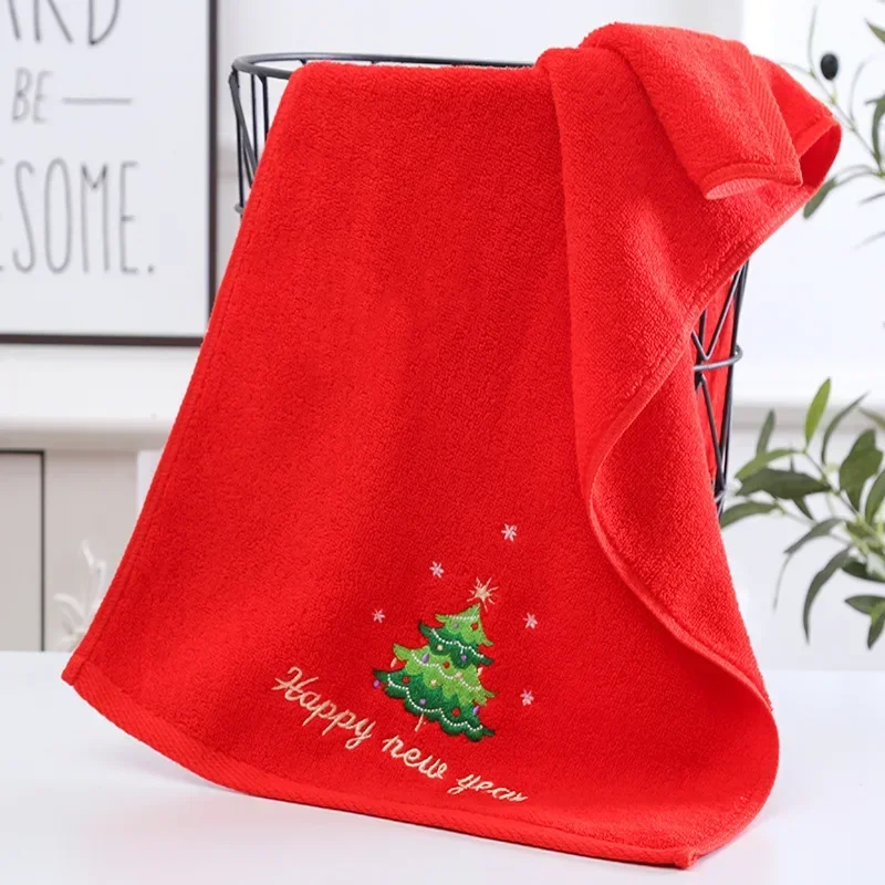 New Xmas Face Towel Christmas Decor Red Santa Claus New Year Gift Home Bathroom Washing Hand Face Towel Cloth Man Woman 5