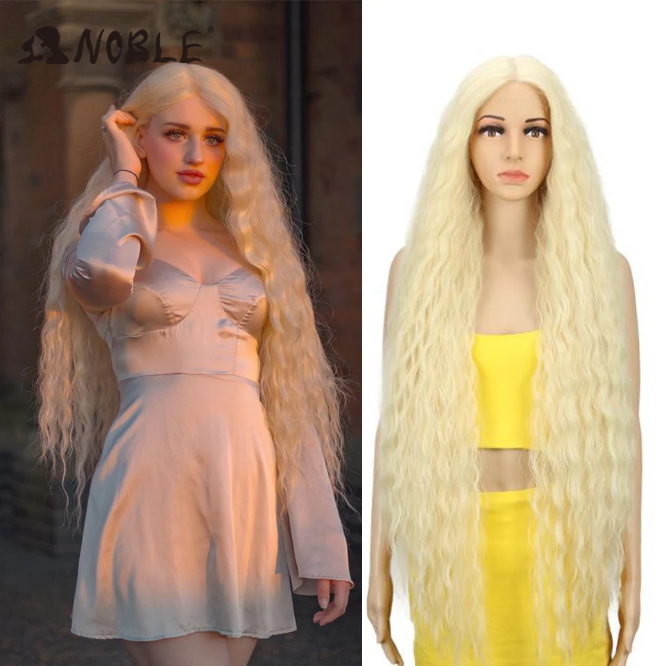 Lace Front Wig 42 Inch Long Curly Blonde For Women Cosplay