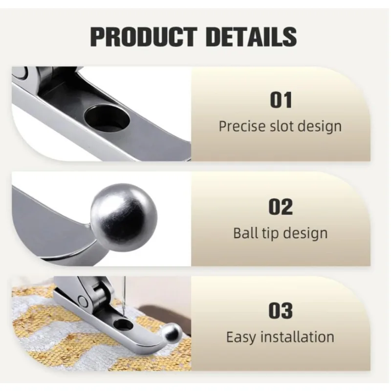 P369 Sequin Presser Foot Specialized for Wedding Dress Fashion Fabric No-Bead-Tapping Sewing Accessory Original Custom-Made