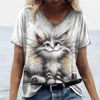 Summer Women’s Cat Print T-Shirt | Oversized Casual Tee