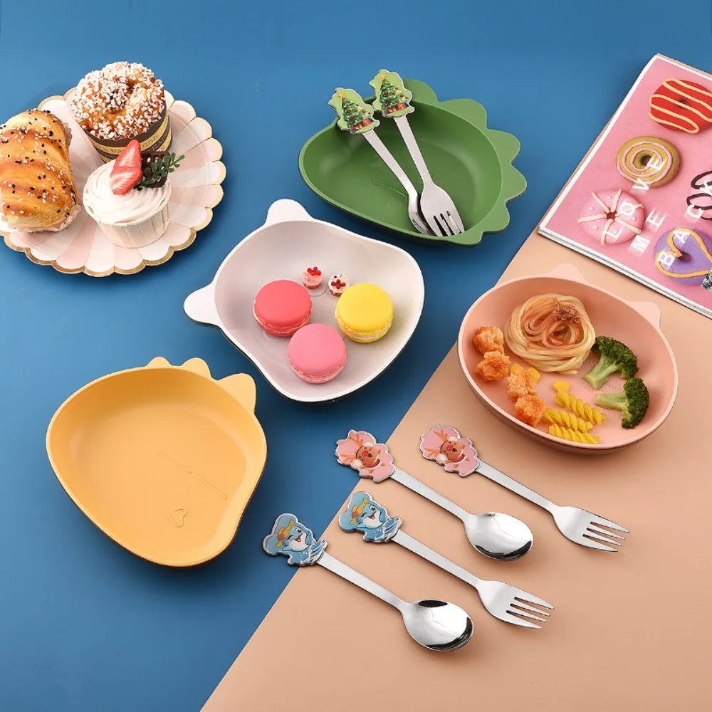 Fruit Plate Anti-drop Cartoon Desktop Spit Bone Dish Creative Thickened Dinosaur Bear Cat Shaped Plastic Tableware Snack