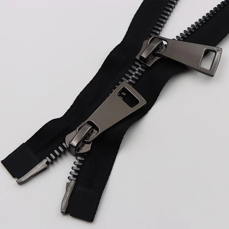 1pc Meetee 80/100/120cm Auto Lock Metal Zipper Double-slider Zippers for  Jackets Coat DIY