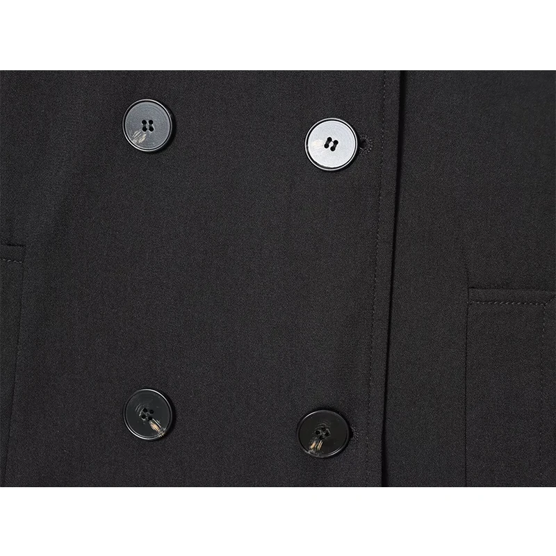 Stand Collar Women Jacket Coat 2025 Autumn Double Breasted Loose Female Long Sleeve Jacket High Street Casual Short Coats