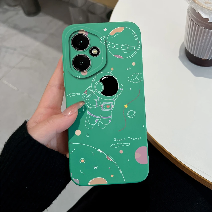 Astronaut-Themed Liquid Silicone Anti-Slip Phone Case