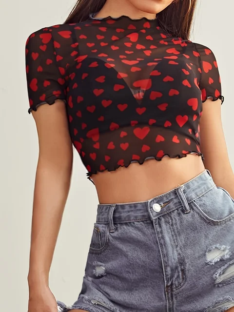 Mikayla Heart Shaped Mesh Top 5