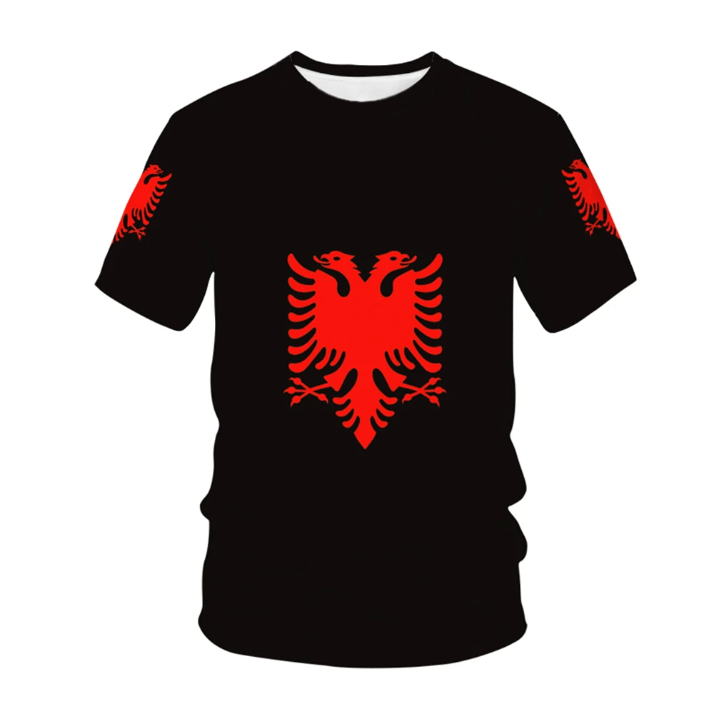 

Albania National Flag Pattern T-shirt Men's Hot-selling New Summer Women's Short-sleeved T-shirt Top Shirt Children's 3D