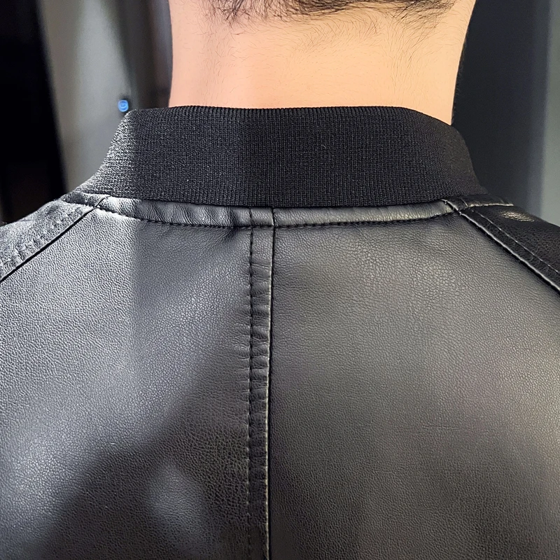 New Men's Motorcycle Leather Jacket Slim Men Leather Jacket Outer Wear Clothing For Male PU Leather Jackets Thin Business Jacket