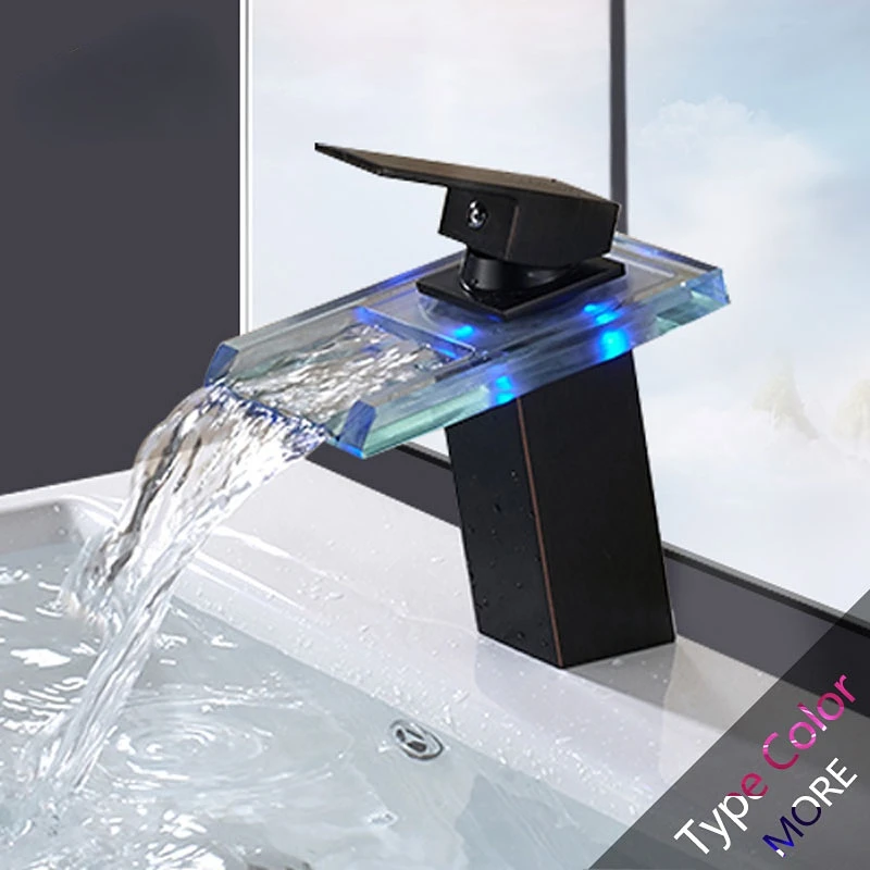 

New Arrival LED Chrome ORB Blacked Basin Faucet Bath Vanity Sink Tap Hot and Cold Water Tap Single Handle Free shipping more