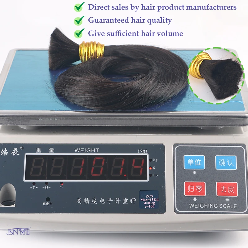 JSNME Bulk Human Hair Extensions 100% real human Hair Extension Straight 50g Black Brown Blonde 613 Color For Salon 14"-26" Inch 5