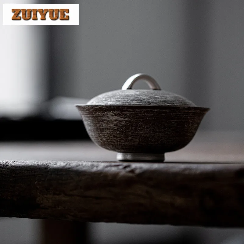 120ml Handmade Gilt Silver Cover Bowl Household Anti Scald Gaiwan Boutique Tea Tureen Tea Making Services Decoration Gifts