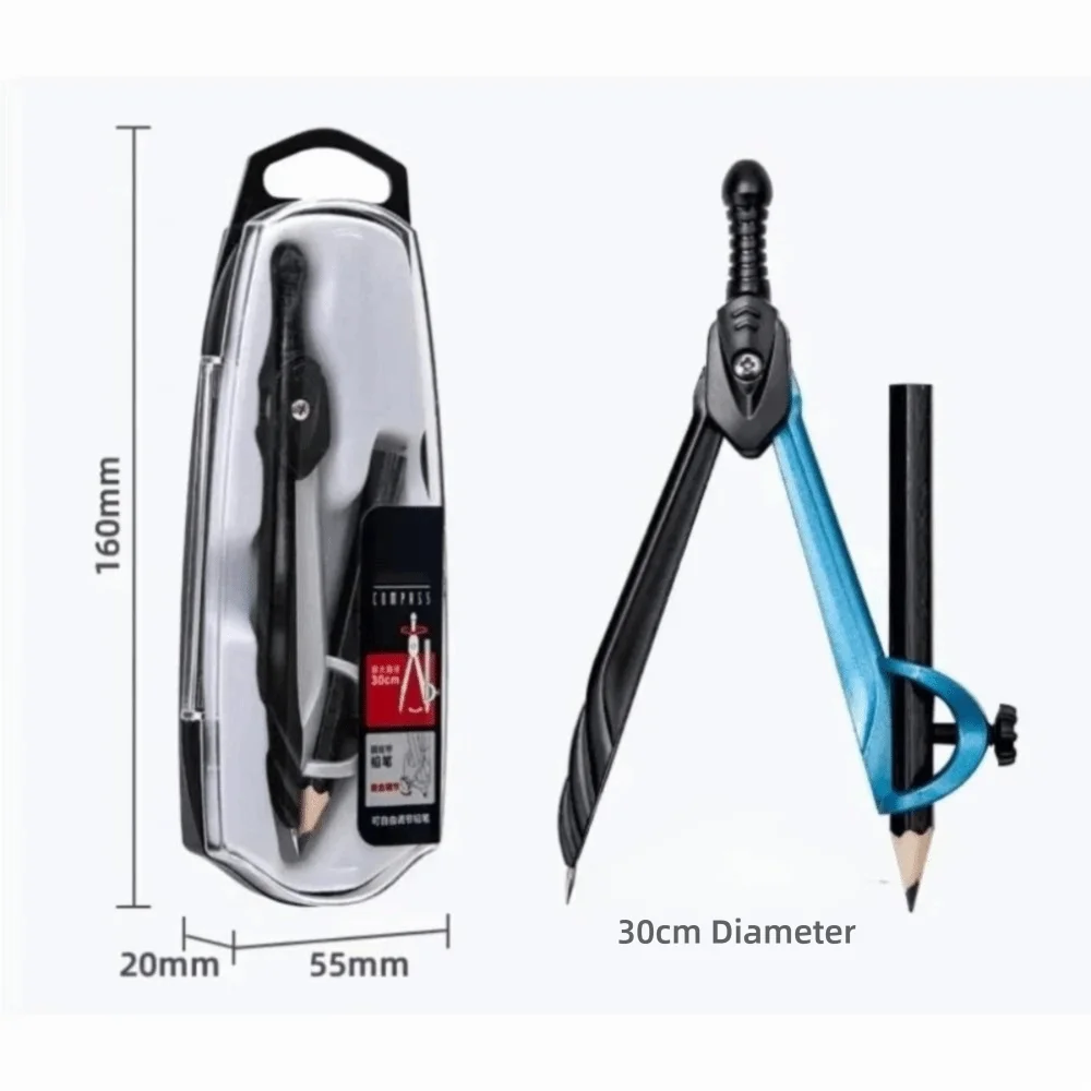 1-30cm 직경 가죽 게이지 스테인레스 스틸 조절 가능 학생용 컴퍼스 전문 금속 도구 원형 그리기 도구