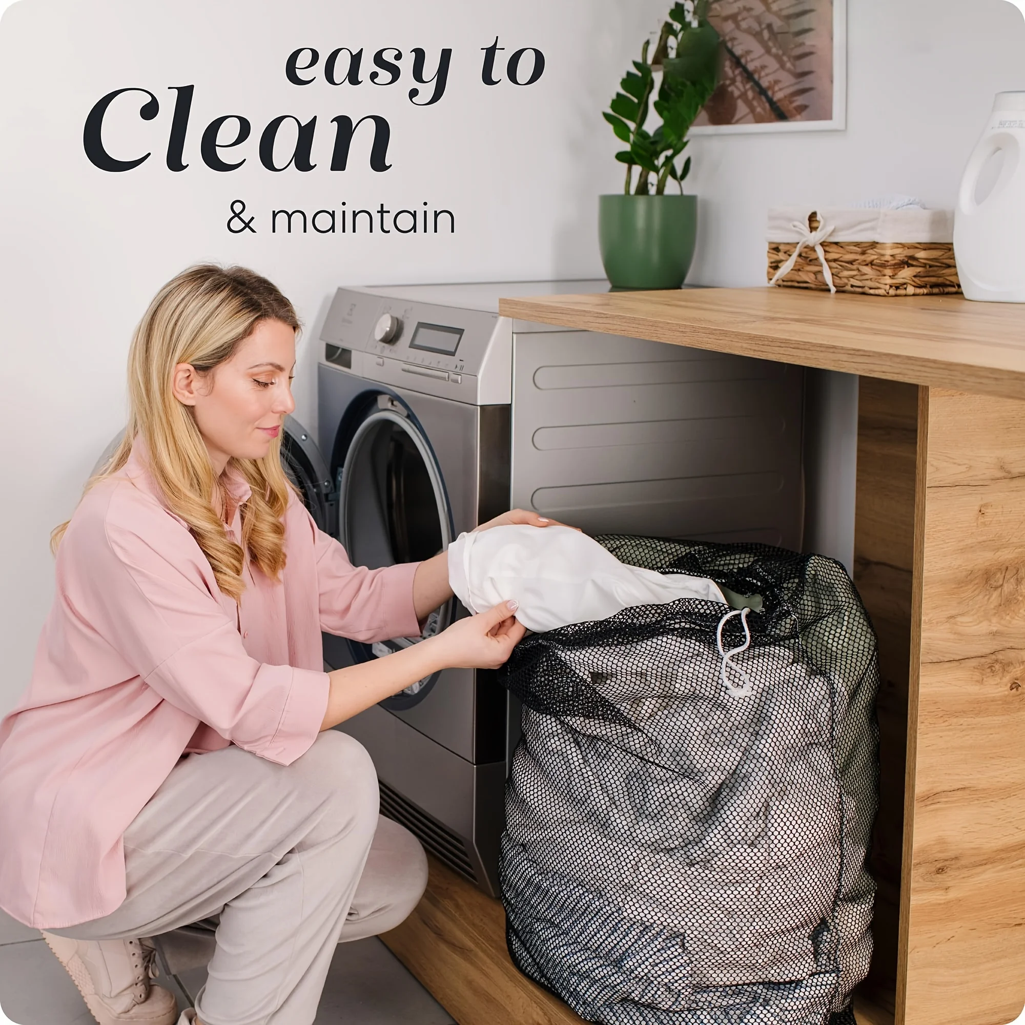 Laundry Bag Large Size Mesh Solid Color Drawstring 60x90cm