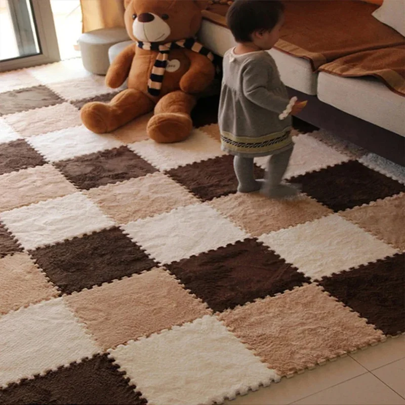 6Pcs Eva Foam Puzzle Carpet Soft Plush Children's Play Mat Children's Room Keep Warm Playmat Baby Crawling Mat 30*30cm
