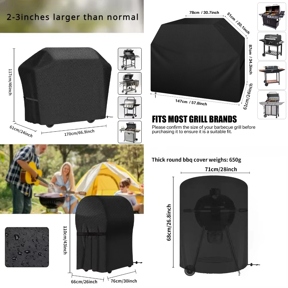 BBQ Cover Outdoor Dust Waterproof Weber Heavy Duty Grill Cover Rain Protective Outdoor Resistant Barbecue Charcoal Grill
