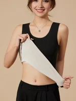 Gilet thermique épais sans couture pour femme, vêtement thermique fin et ajusté en peluche, couche de base pour l'automne et l'hiver, haut de sous-vêtement 3